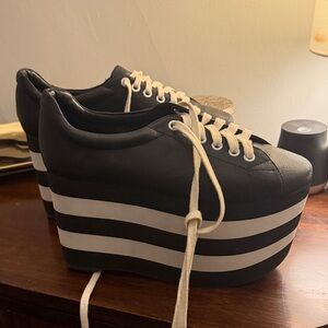 Kat Von D’s Worn Shoes: Jeffrey Campbell Striped Platform Sneakers